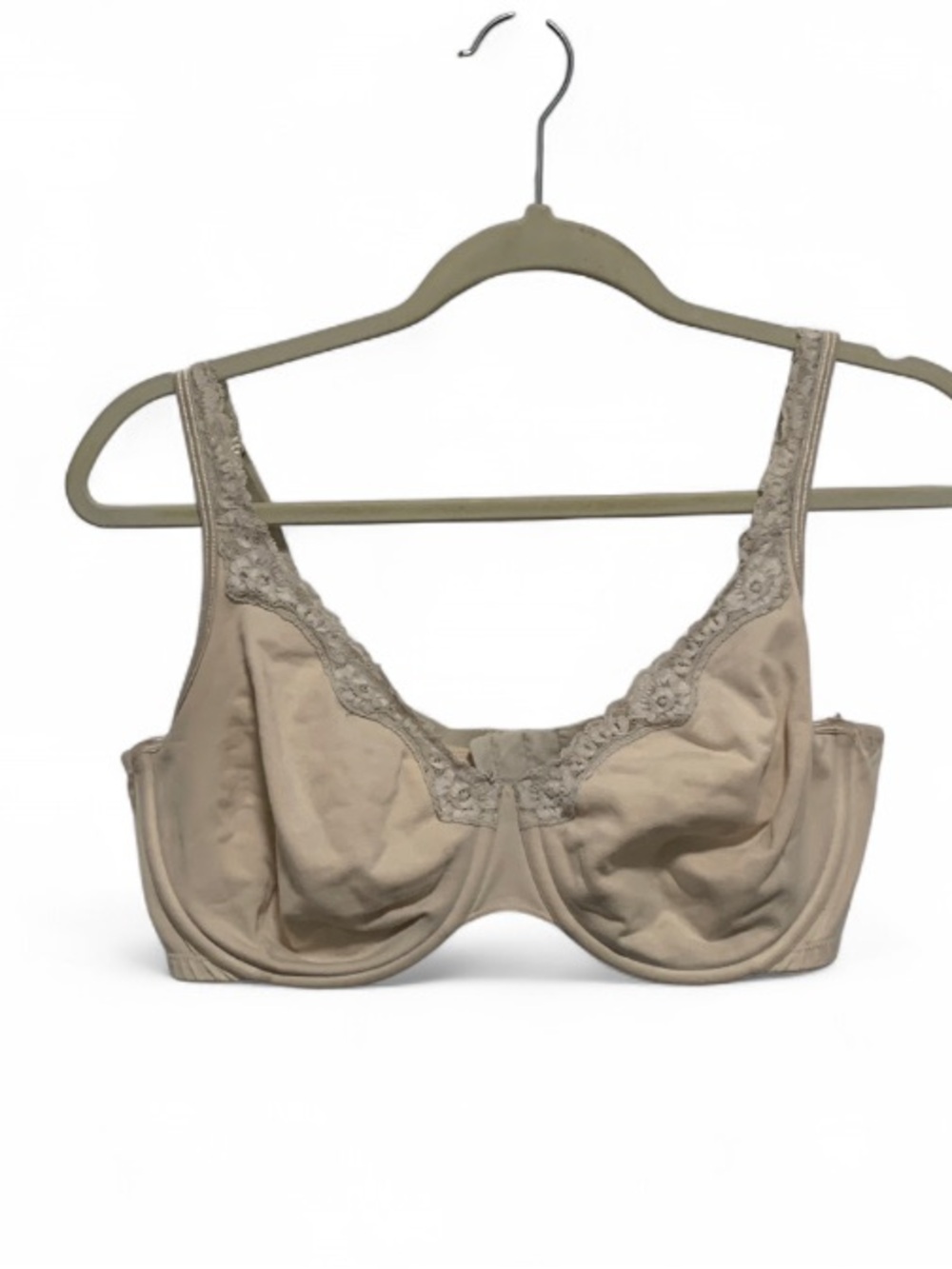 Cacique Cream Lace-Trim Unlined Underwire Bra